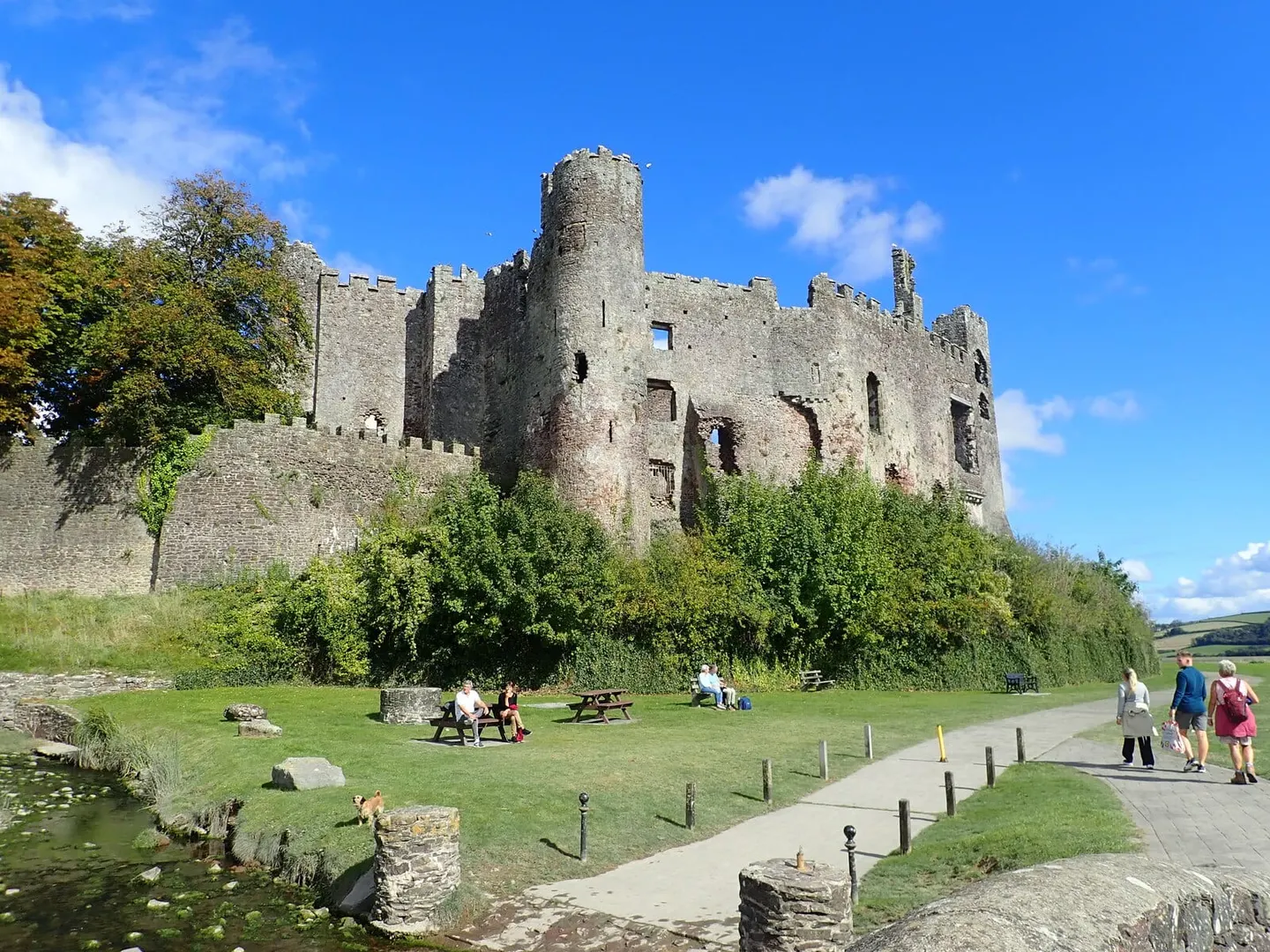 Photo of Laugharne Castle, a ruined castle in Carmarthenshire, south west Wales.