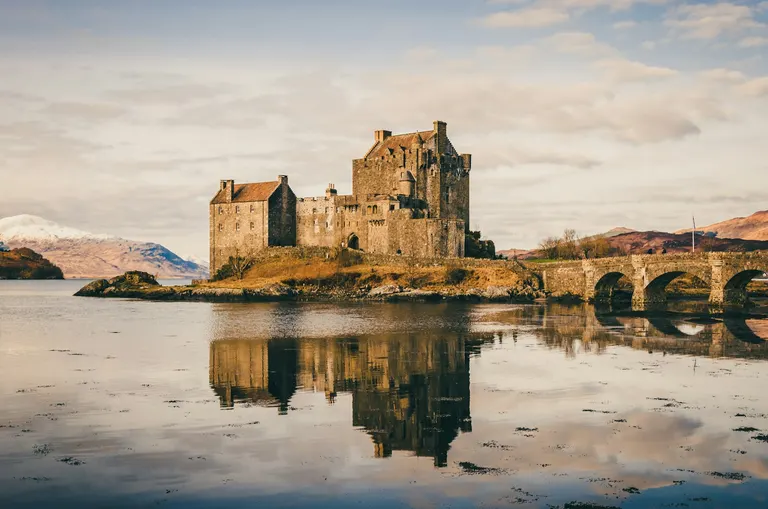 Photo of Eilean Donan Castle, a castle near Dornie in Kintail, Highland, the Scottish Highlands and Islands.