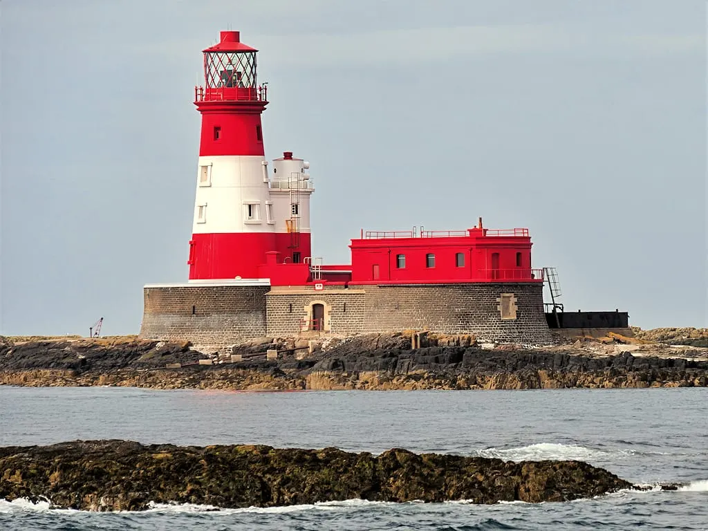 Photo of Longstone Lighthouse, a lighthouse near Seahouses, Northumberland, north east England.