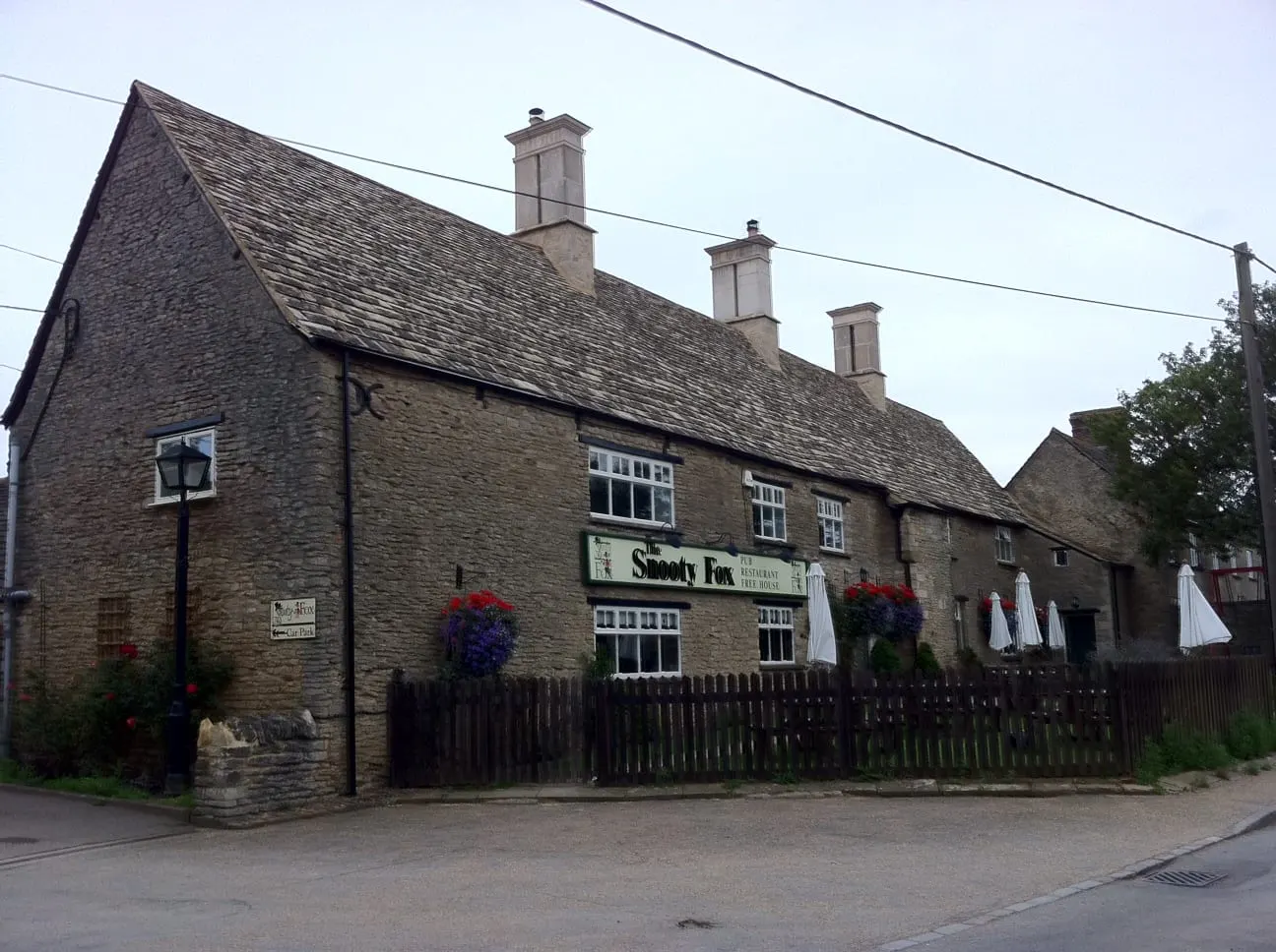 Photo of The Snooty Fox, a pub near Lowick, Northamptonshire, central England.