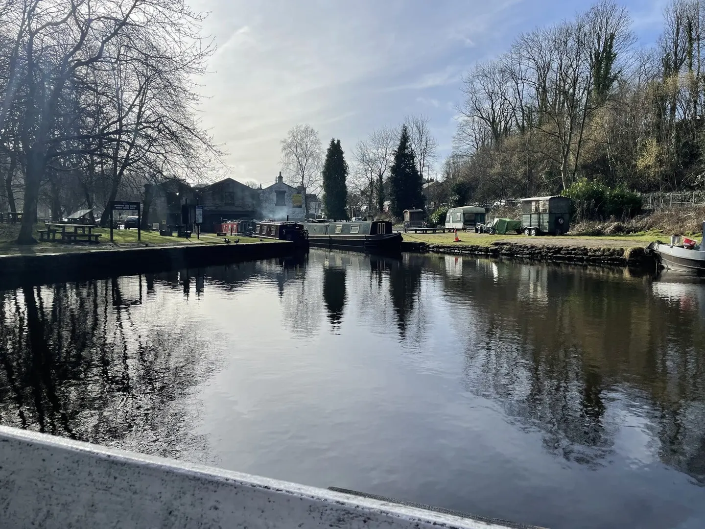 Photo of Bugsworth Basin, a landmark near Chapel-en-le-Frith, Derbyshire, central England.