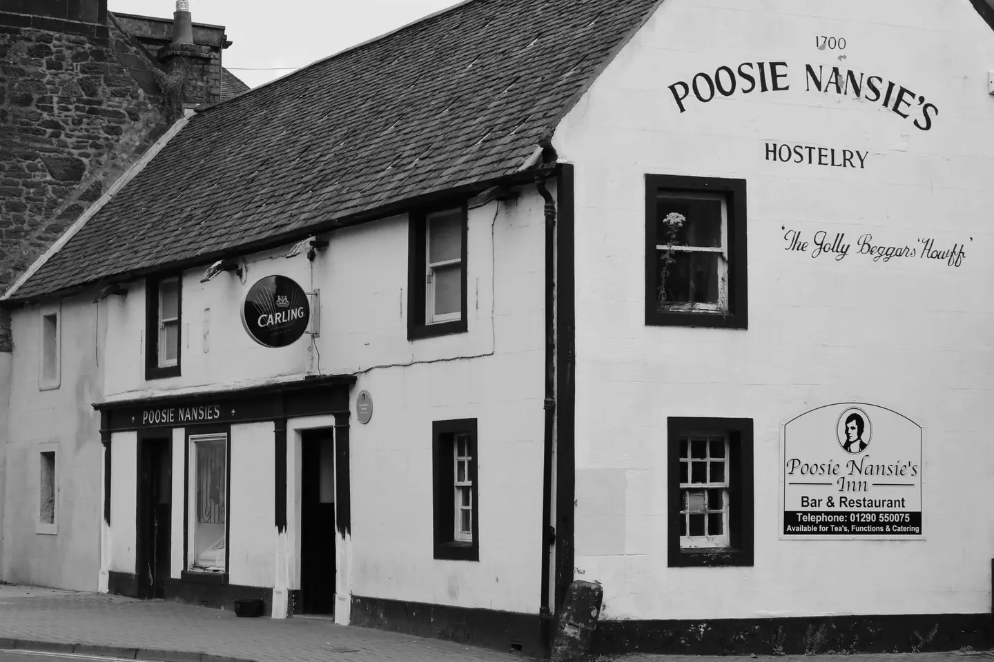 Photo of Poosie Nansie's Inn, a pub near Mauchline, East Ayrshire, southern Scotland.