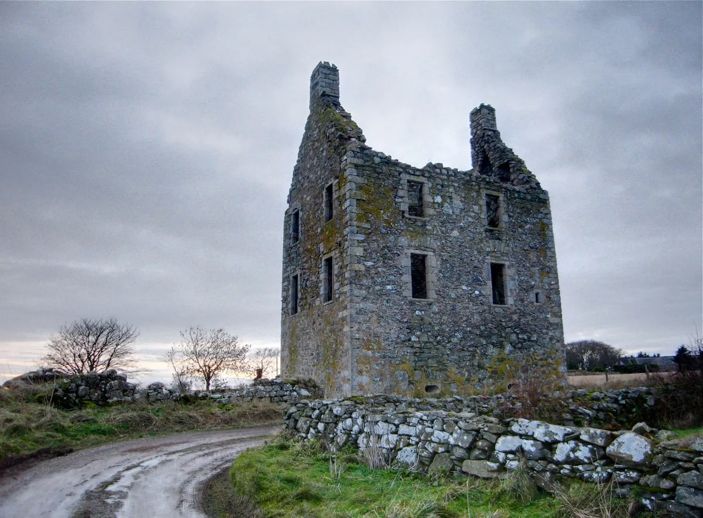 Photo of Knockhall Castle, a ruined castle near Newburgh, Aberdeenshire, north east Scotland.