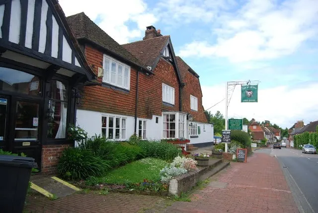Photo of The Bear Inn, a pub near Burwash in the High Weald, East Sussex, south east England.