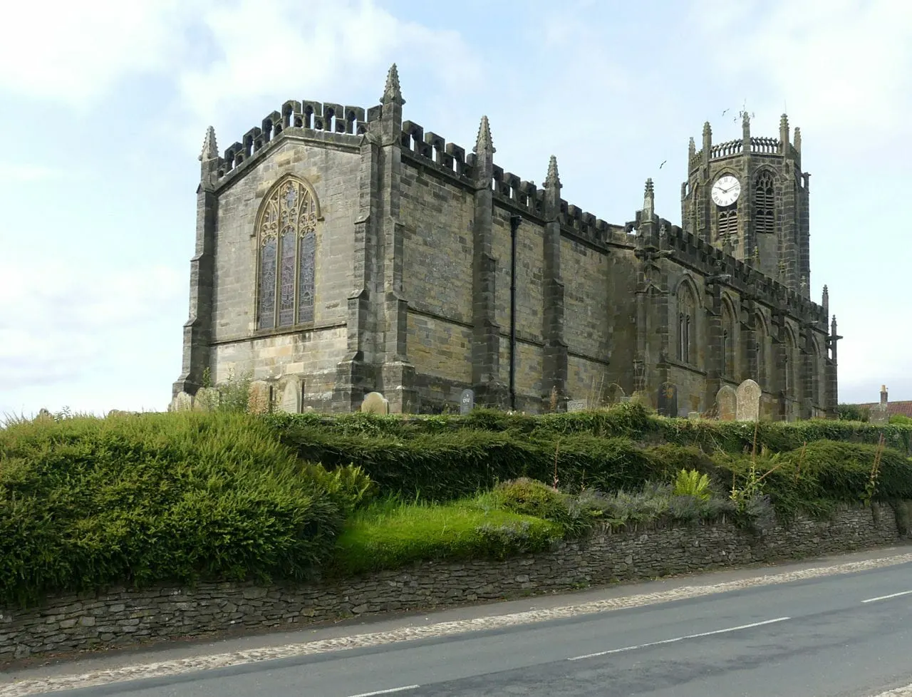 Photo of St Michael's Church, Coxwold, a church in the North York Moors, North Yorkshire, northern England.