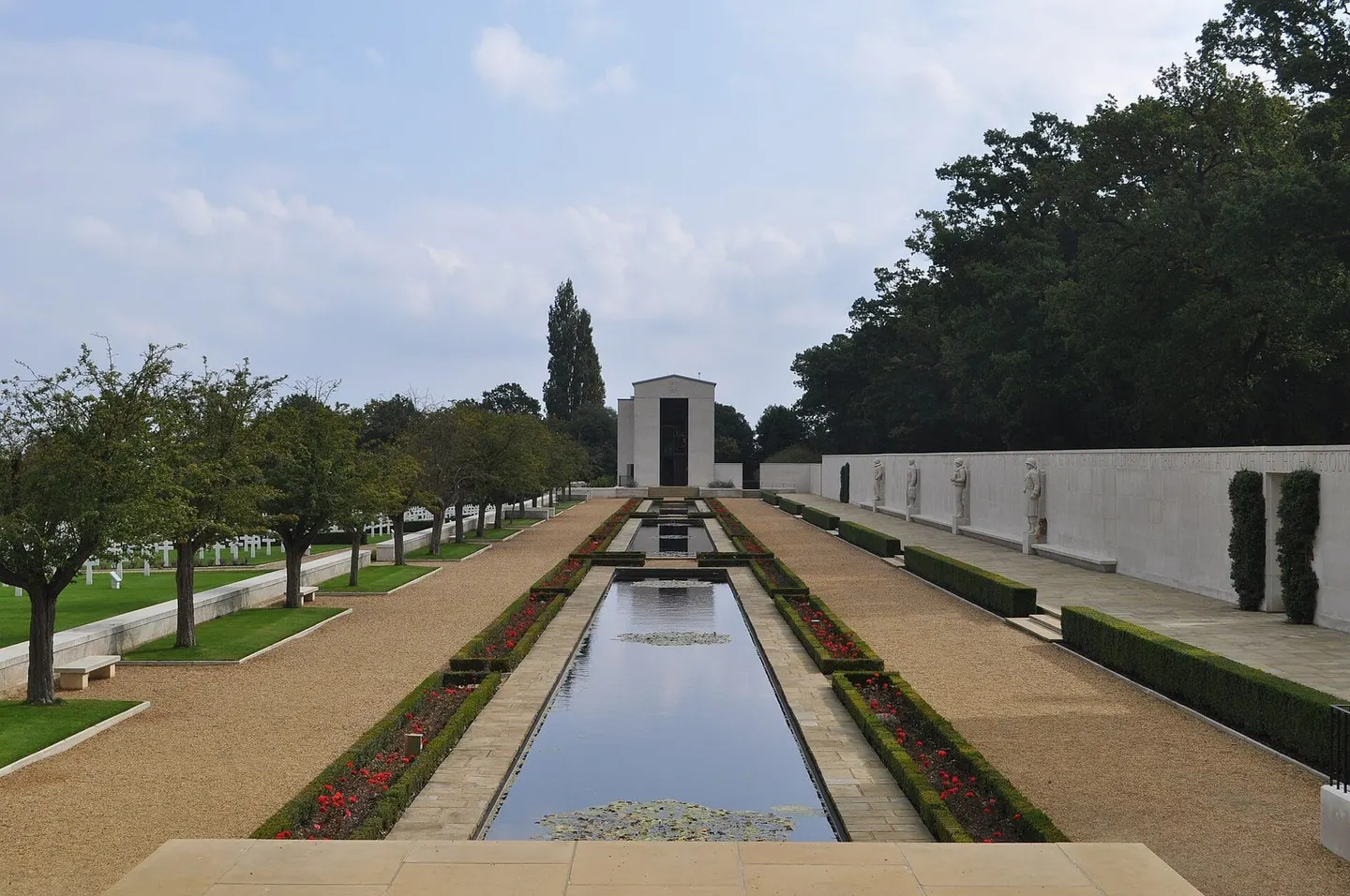 Photo of Cambridge American Cemetery, a landmark in Cambridgeshire, eastern England.