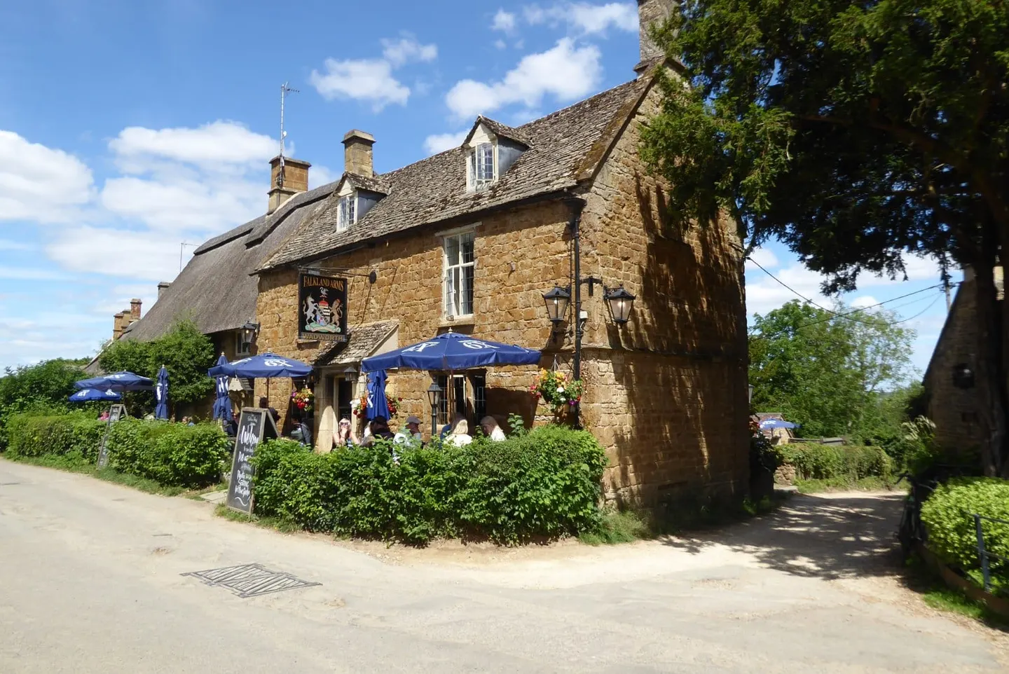 Photo of The Falkland Arms, a pub near Great Tew, Oxfordshire, south east England.