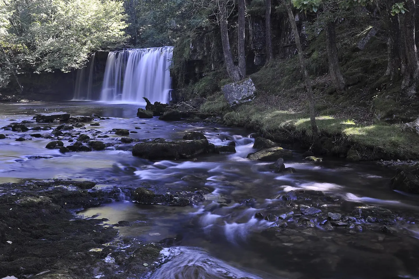 Photo of Sgwd Ddwli Uchaf, a waterfall near Pontneddfechan in Bannau Brycheiniog, the Powys, mid Wales.