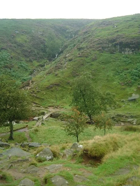 Photo of Bronte Waterfall, a waterfall near Stanbury, West Yorkshire, northern England.