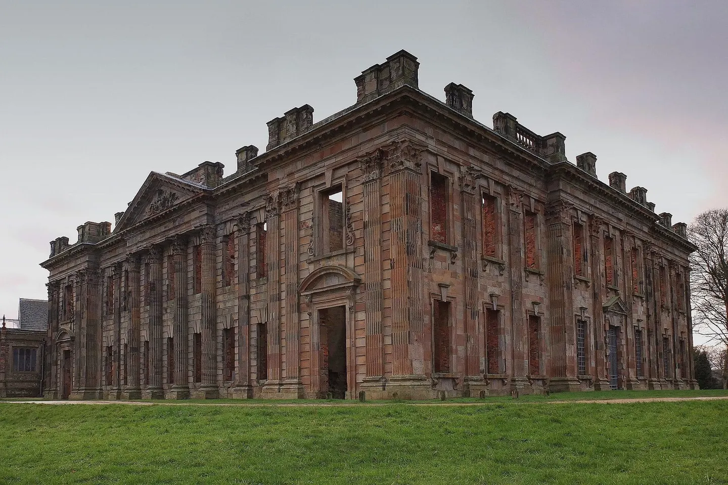 Photo of Sutton Scarsdale Hall, a house in Derbyshire, central England.