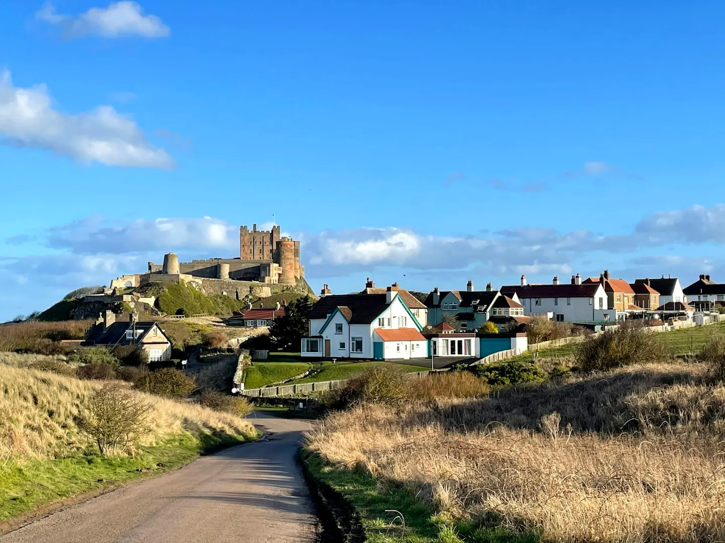 Photo of Bamburgh, a village in Northumberland, north east England.