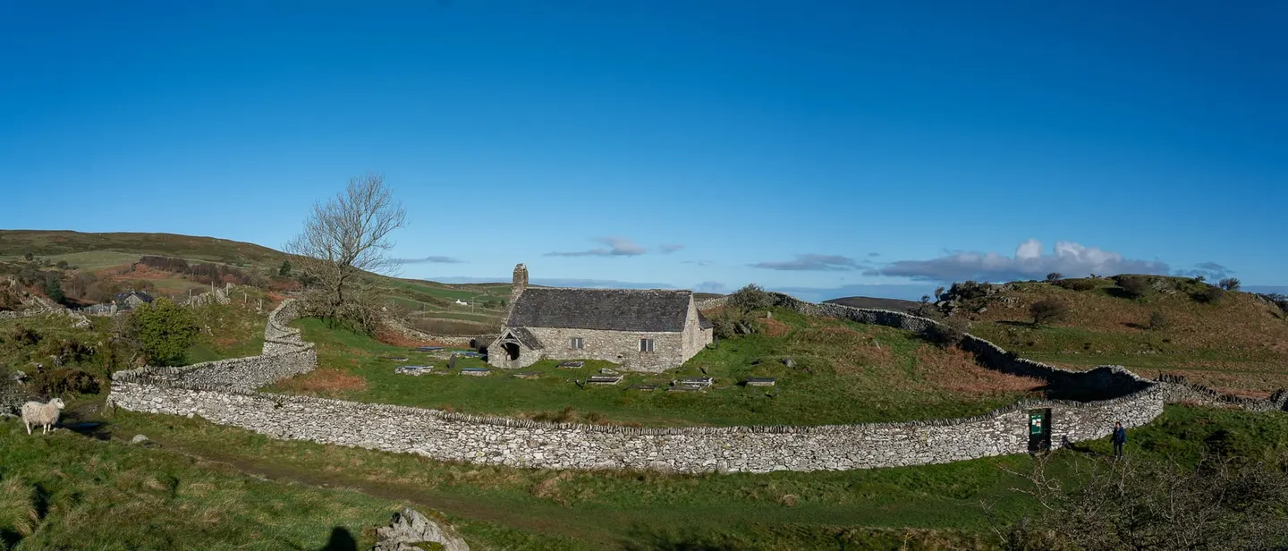 Photo of St Celynnin's Old Church (Llangelynnin), a church near Henryd in Eryri, Conwy, north Wales.