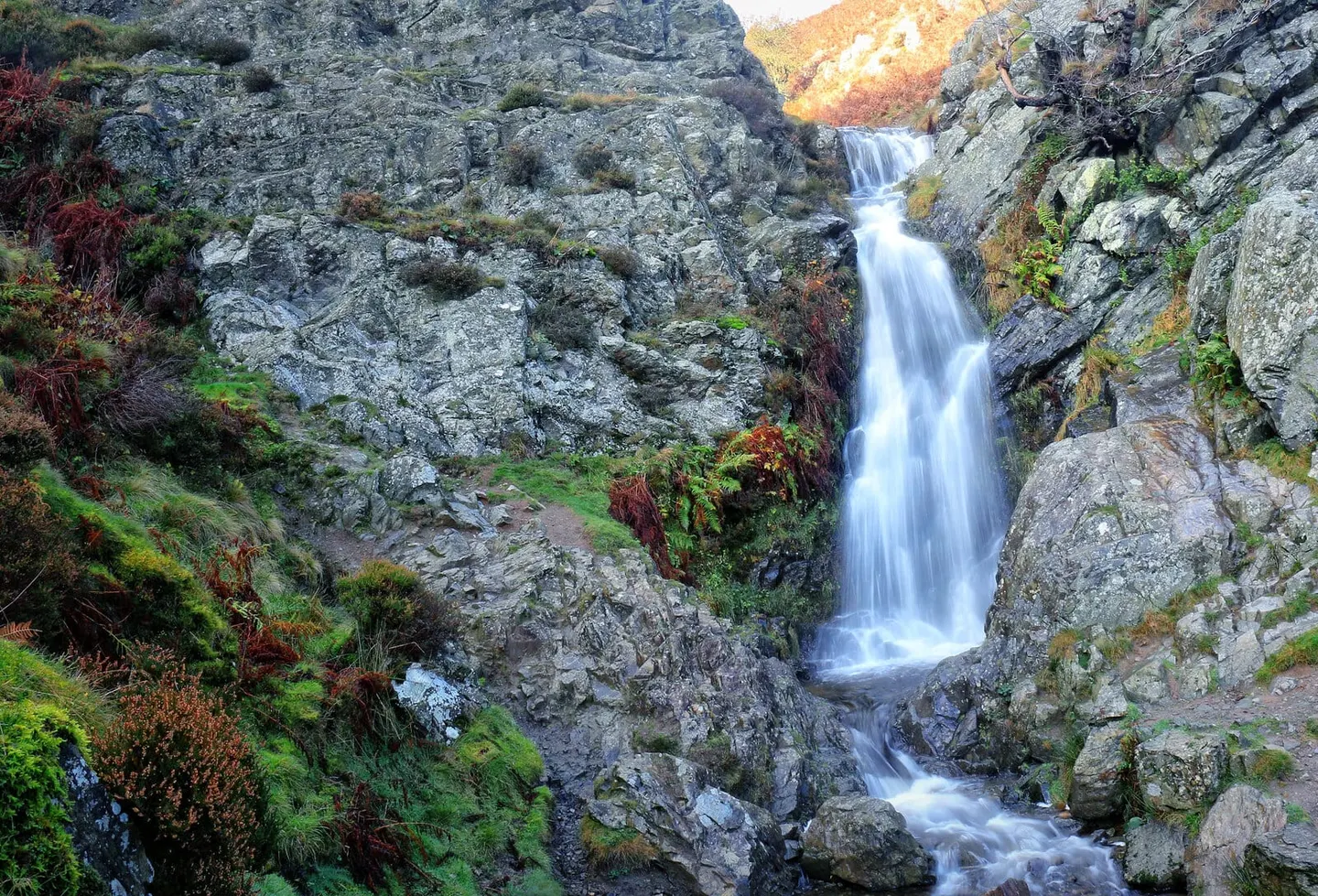 Photo of Lightspout Waterfall, a waterfall near Church Stretton, Shropshire, central England.