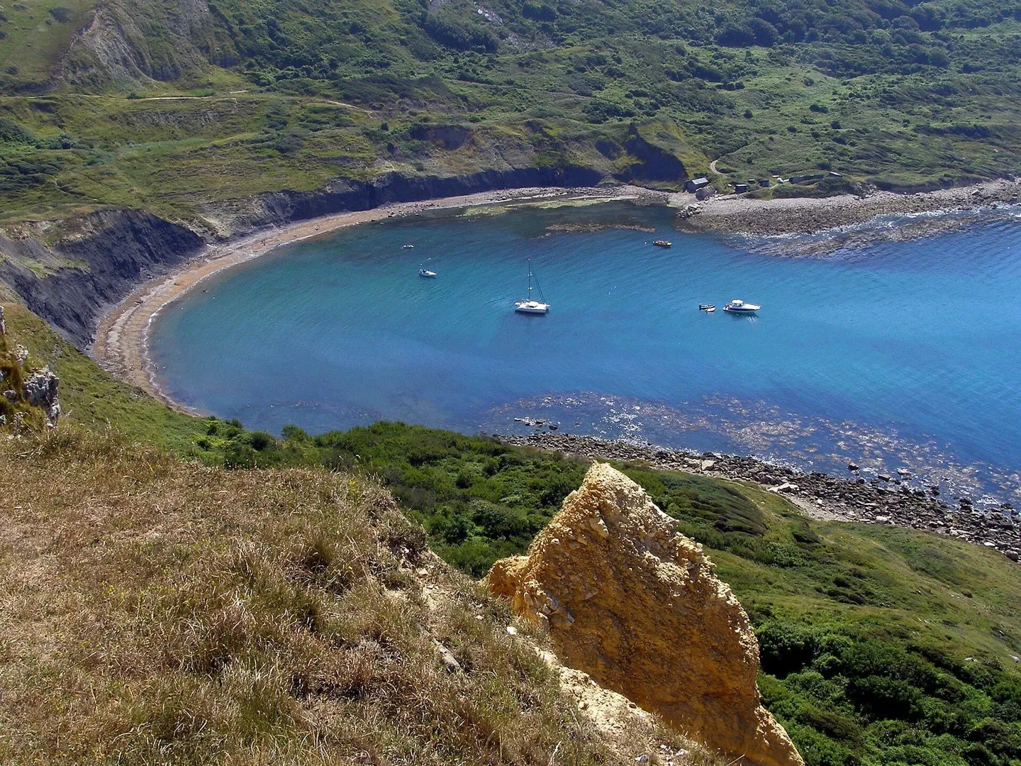 Photo of Chapman's Pool, a cove near Worth Matravers, Dorset, south west England.