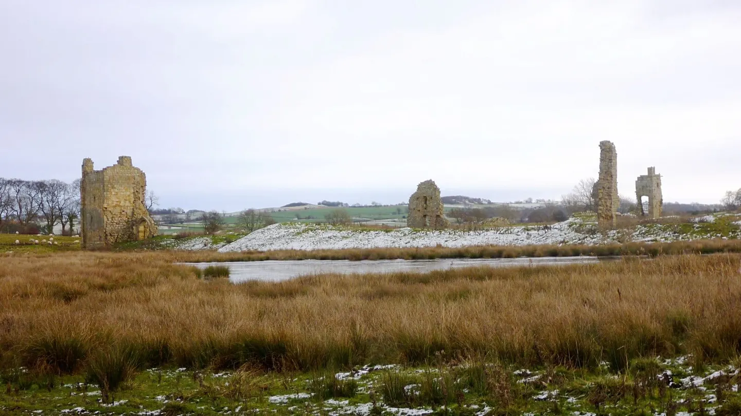 Photo of Ravensworth motte, the earthworks of a former castle near Richmond, North Yorkshire, northern England.