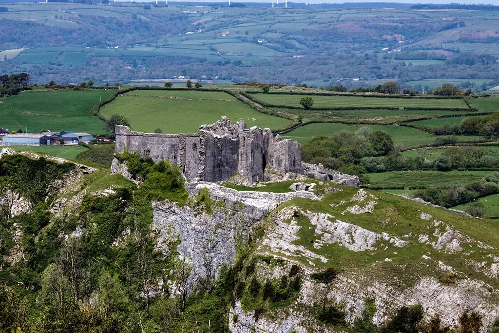 Photo of Castell Carreg Cennen, a ruined castle near Llandeilo in Bannau Brycheiniog, Carmarthenshire, south west Wales.