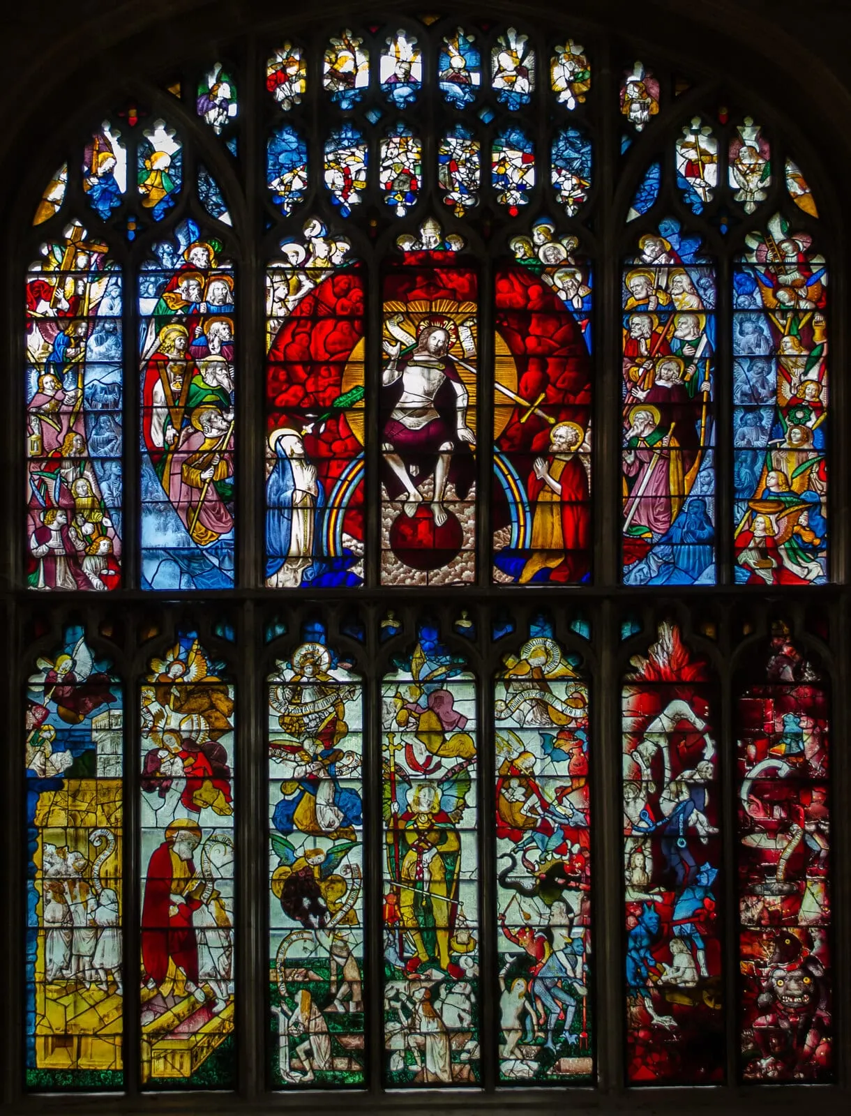 Photo of St Mary's Church, Fairford, Gloucestershire — the Great West Window: the Last Judgement.