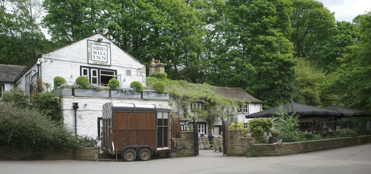 Photo of Shibden Mill Inn, a pub near Halifax, West Yorkshire, northern England.