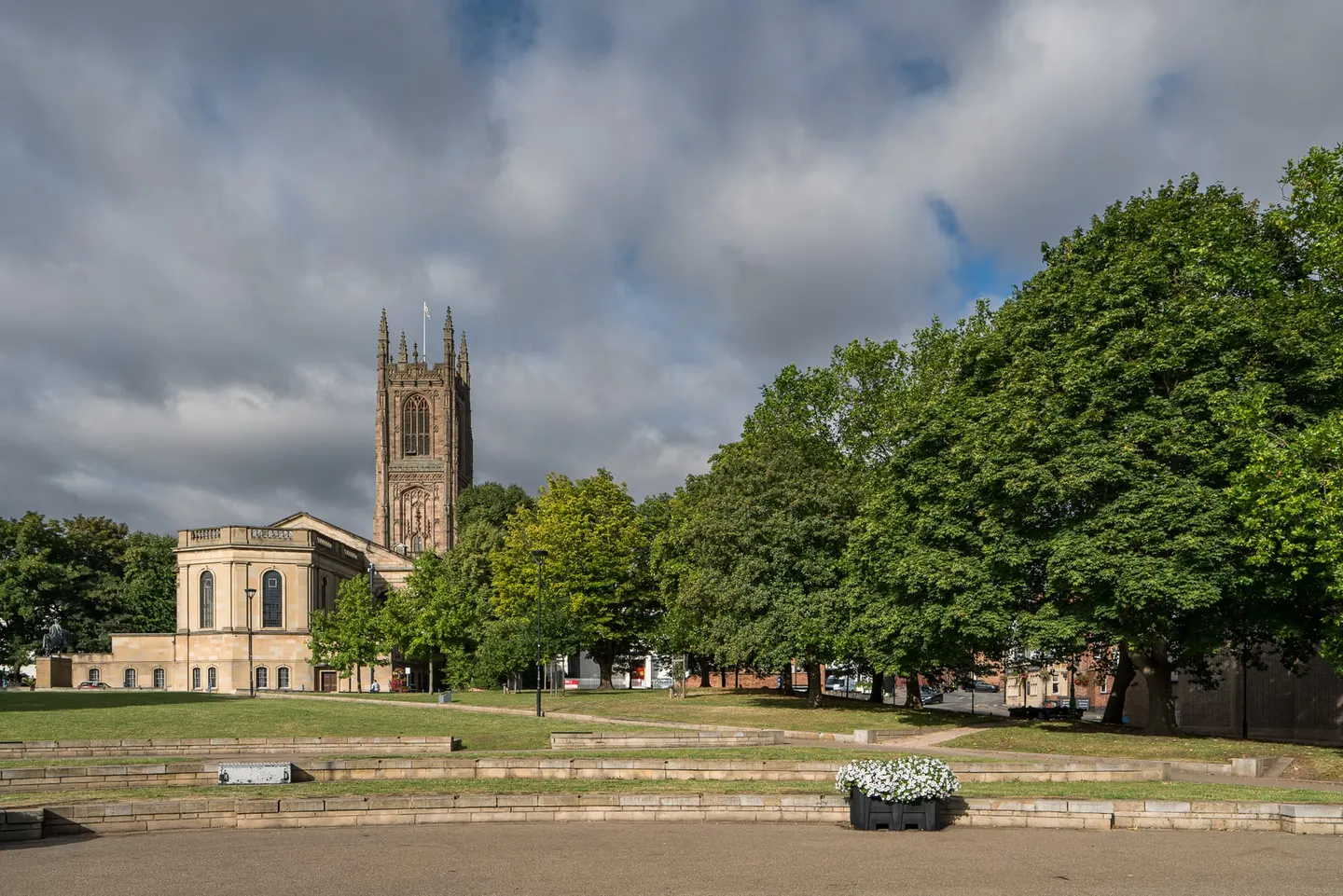 Photo of Derby Cathedral, a church in Derbyshire, central England.