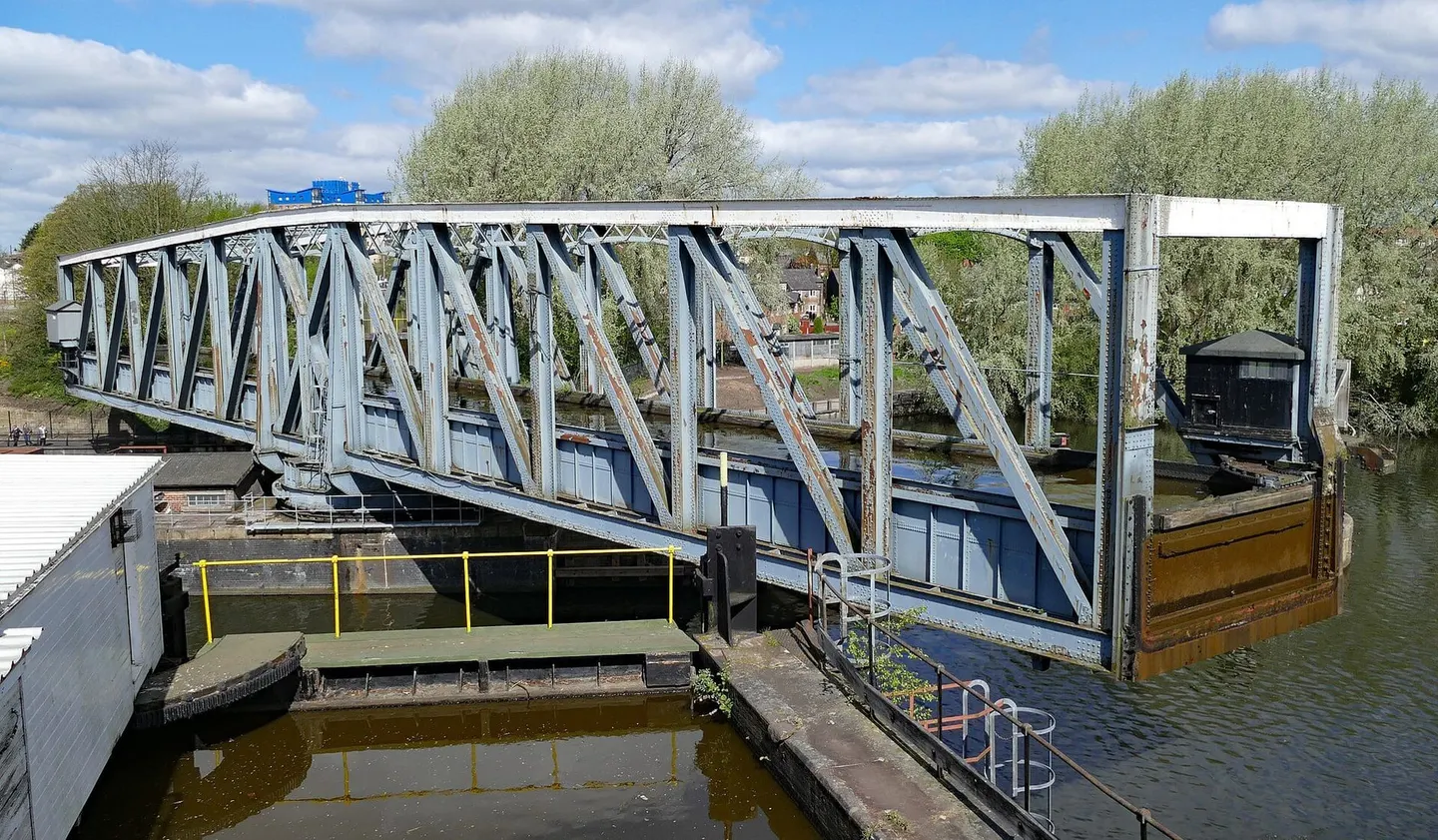Photo of Barton Swing Aqueduct, a landmark near Worsley, Greater Manchester, north west England.