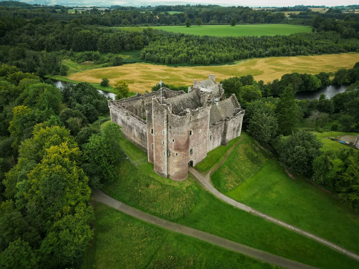 Photo of Doune Castle, a ruined castle in Stirling, central Scotland.