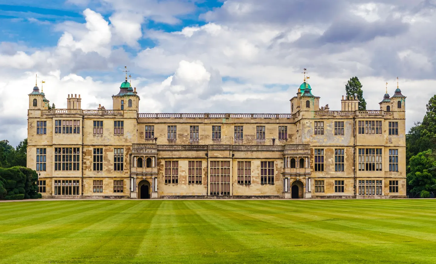 Photo of Audley End House and Gardens, a Grade I registered house & garden near Saffron Walden, Essex, eastern England.