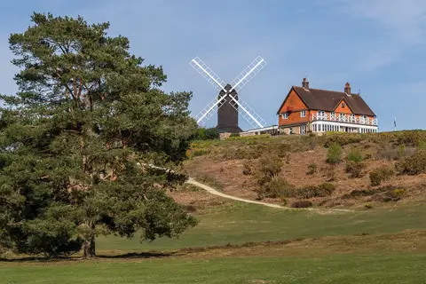 Photo of Reigate Heath Windmill, a windmill in Surrey, south east England.