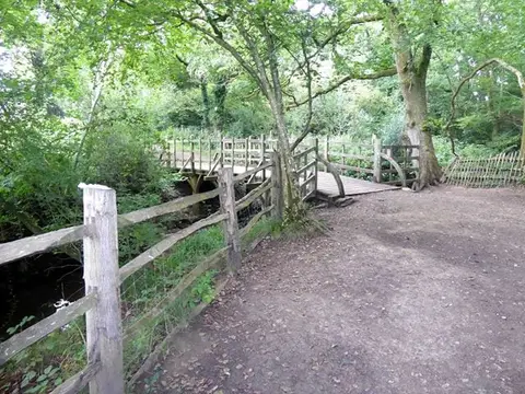 Photo of Poohsticks Bridge, a landmark near Hartfield in the High Weald, East Sussex, south east England.