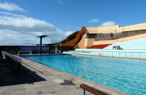 Photo of Portishead Open Air Pool, a lido near Caldicot, Somerset, south west England.