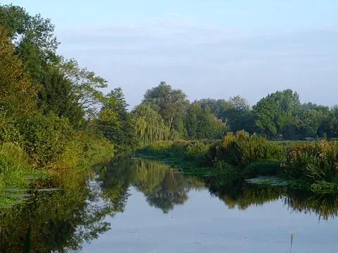 Photo of Falcon Meadow, River Waveney, a swimming spot near Loddon in the Broads, Norfolk, eastern England.