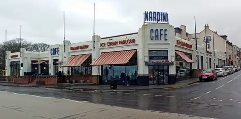 Photo of Nardini's, a pub near Largs, North Ayrshire, southern Scotland.