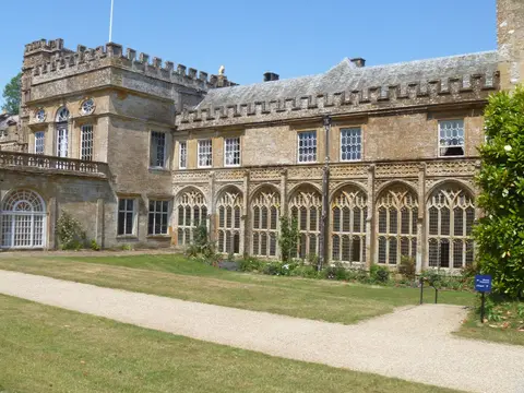 Photo of Forde Abbey and Gardens, a ruined abbey near Axminster, Dorset, south west England.