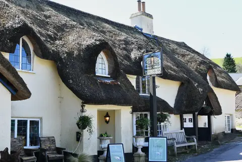 Photo of Royal Oak Inn, a pub near Winsford in Exmoor, Somerset, south west England.