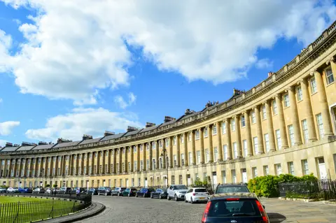 Photo of Royal Crescent, a landmark near Bath, Somerset, south west England.