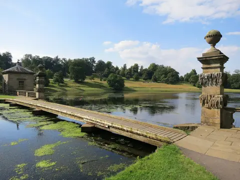 Photo of Studley Royal Water Garden, a Grade I registered house & garden near Ripon in Nidderdale, North Yorkshire, northern England.