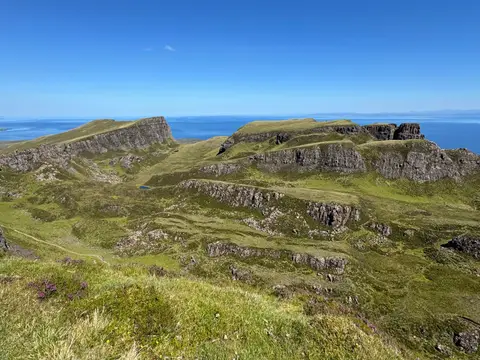 Photo of The Quiraing, a rock formation near Flodigarry in Trotternish, Highland, the Scottish Highlands and Islands.