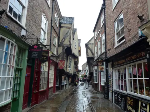 Photo of The Shambles, a landmark in North Yorkshire, northern England.