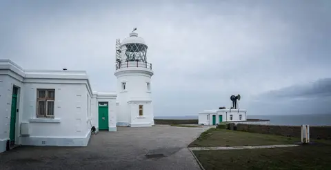 Photo of Pendeen Lighthouse, a lighthouse near Zennor, Cornwall, south west England.
