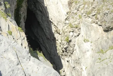 Photo of Minchin Hole, a cave near Pennard, Swansea, south west Wales.
