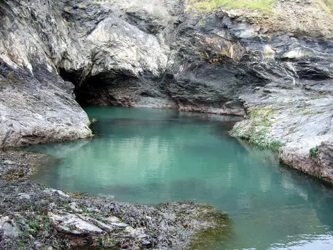 Photo of Witches' Cauldron, a cave near Nevern, Pembrokeshire, south west Wales.
