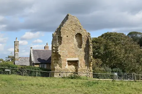 Photo of Abbotsbury Abbey remains, a ruined abbey in Dorset, south west England.
