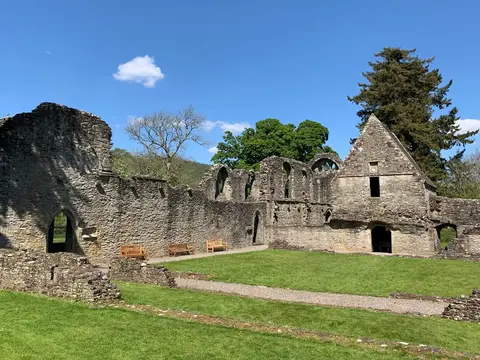 Photo of Inchmahome Priory, a ruined priory near Port of Menteith in Loch Lomond & The Trossachs, Stirling, central Scotland.