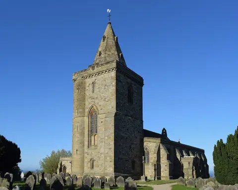 Photo of St Oswald's Church, Lythe, a church in the North York Moors, North Yorkshire, northern England.
