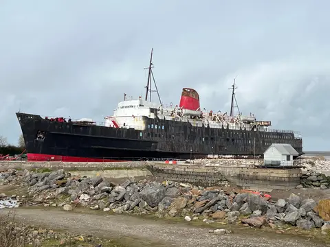 Photo of TSS Duke of Lancaster, a landmark near Holywell, Flintshire, north Wales.
