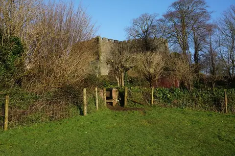 Photo of Trematon Castle, a ruined castle near Plymouth in the Tamar Valley, Cornwall, south west England.