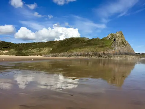 Photo of Great Tor, a rock formation near Penmaen in Gower, Swansea, south west Wales.
