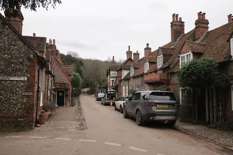 Photo of The Stag and Huntsman, a pub near Hambleden in the Chilterns, Buckinghamshire, south east England.