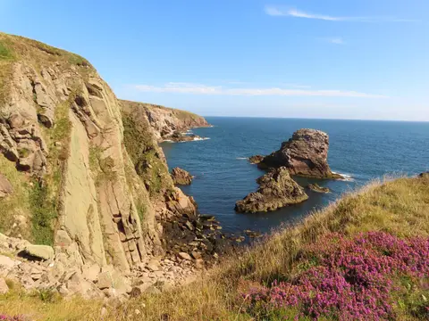 Photo of Longhaven Cliffs, a nature reserve near Boddam, Aberdeenshire, north east Scotland.