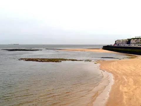 Photo of Margate Fulsam Rock, a swimming spot near Broadstairs, Kent, south east England.