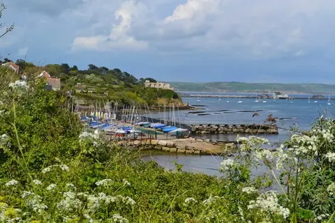 Photo of Portland Harbour Sandsfoot Castle, a swimming spot near Upwey, Dorset, south west England.